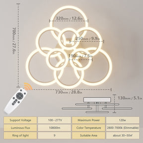 Smart LED Ceiling Light 120W - Dimmable Chandelier for Decor