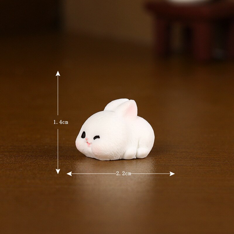 2023 Cute Rabbit Figurine: Kawaii Animal Miniature for Home Decor