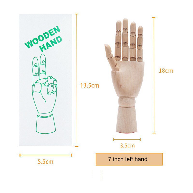 Rotatable Joint Wooden Hand Figurine: Miniature Home Decoration