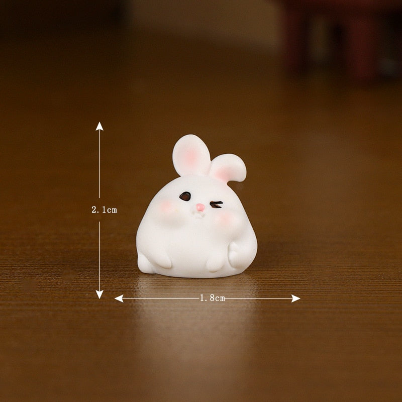 2023 Cute Rabbit Figurine: Kawaii Animal Miniature for Home Decor