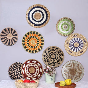 Nordic Rattan Wall Decor - Handwoven Round Basket