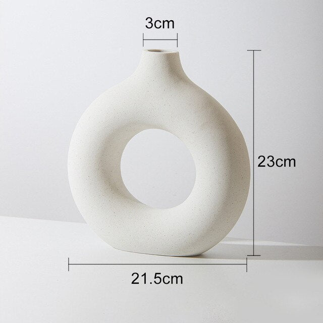 Nordic Vase Ceramic Donuts Flower Pot - Home & Office Decor