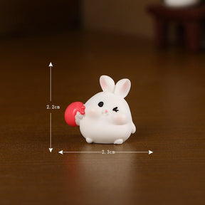 2023 Cute Rabbit Figurine: Kawaii Animal Miniature for Home Decor