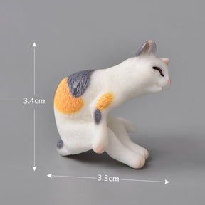 Mini Cartoon Cat Resin Figurines - Cute Desk Deco