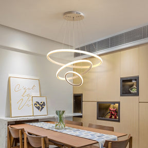 LED Rings Pendant Lamp: Black Chandelier for Living & Dining Room