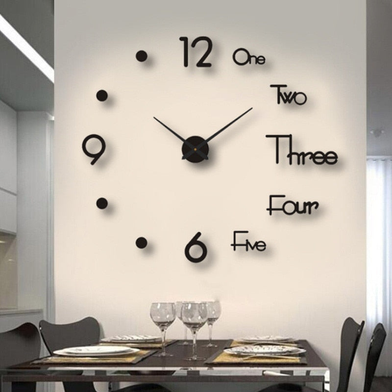 Large 3D DIY Quartz Wall Clock | Modern Home Decor