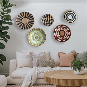 Nordic Rattan Wall Decor - Handwoven Round Basket