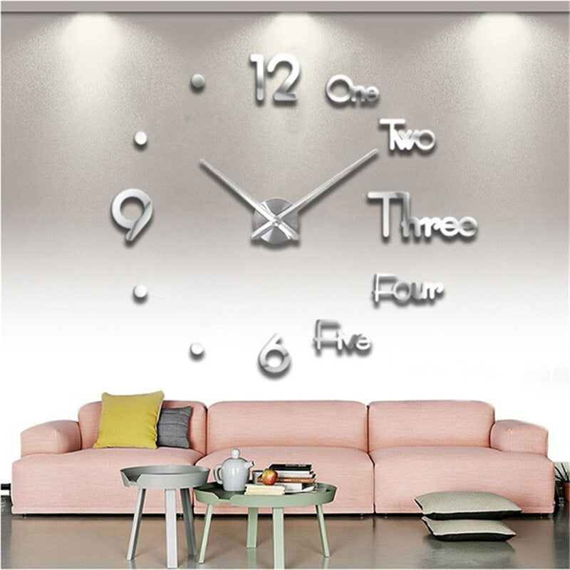 Large 3D DIY Quartz Wall Clock | Modern Home Decor