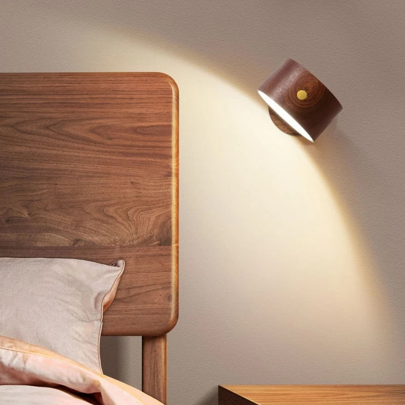 Rechargeable LED Wood Sconce | Bedside Lighting