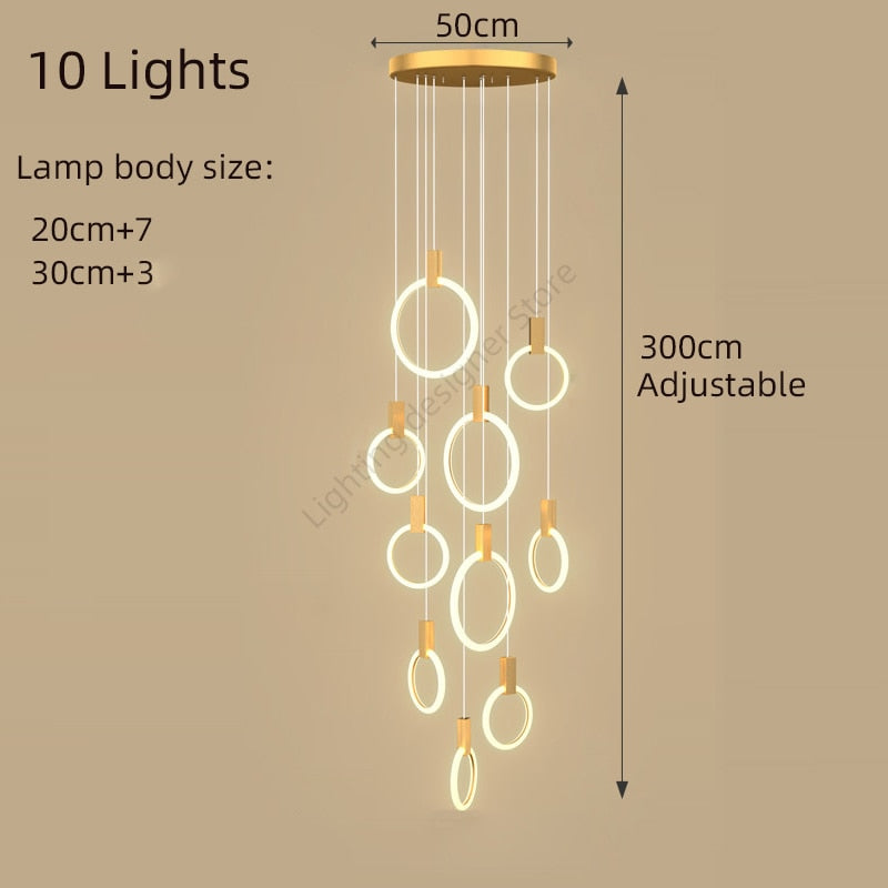 Modern LED Stair Chandelier | Creative Indoor Lighting