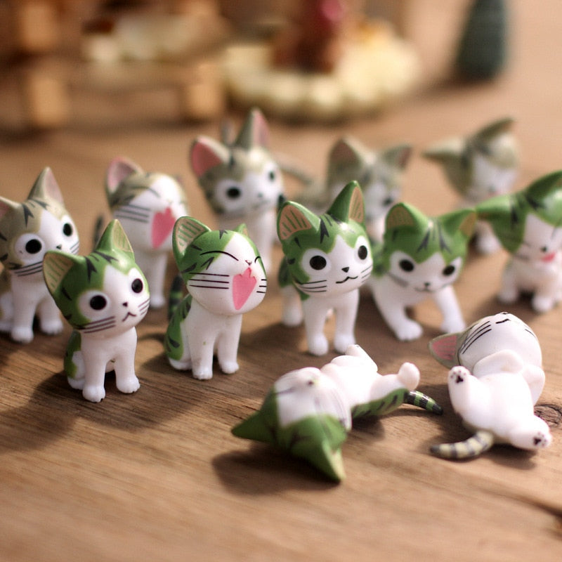Cat Terrarium Cheese Figurines - Miniature Fairy Garden Decoration