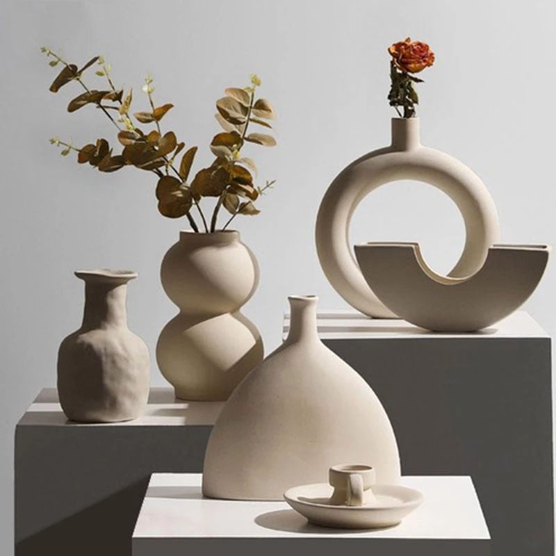 Nordic Ceramic Vase: Home Decor & Candle Holder