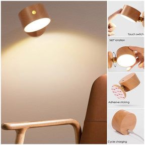 Rechargeable LED Wood Sconce | Bedside Lighting