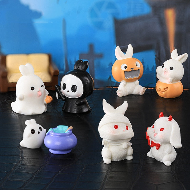 Cute Cartoon Rabbit Ghost Miniature - Halloween Home Decor