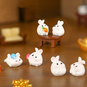 2023 Cute Rabbit Figurine: Kawaii Animal Miniature for Home Decor